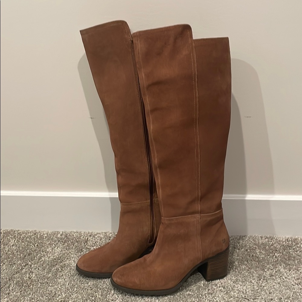 Lucky Brand Brown Over the Knee Boots with Chunky Heel